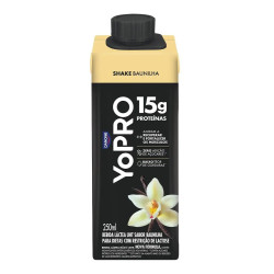 BEBIDA LÁCTEA UHT BAUNILHA ZERO LACTOSE YOPRO SHAKE CAIXA 250ML