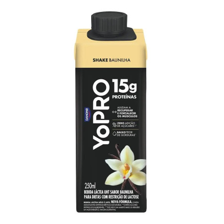 BEBIDA LÁCTEA UHT BAUNILHA ZERO LACTOSE YOPRO SHAKE CAIXA 250ML