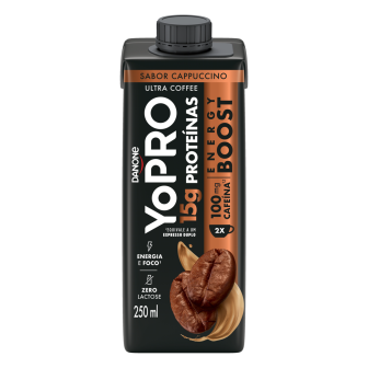 BEBIDA LÁCTEA CAPPUCCINO ZERO LACTOSE YOPRO ENERGY BOOST CAIXA 250ML